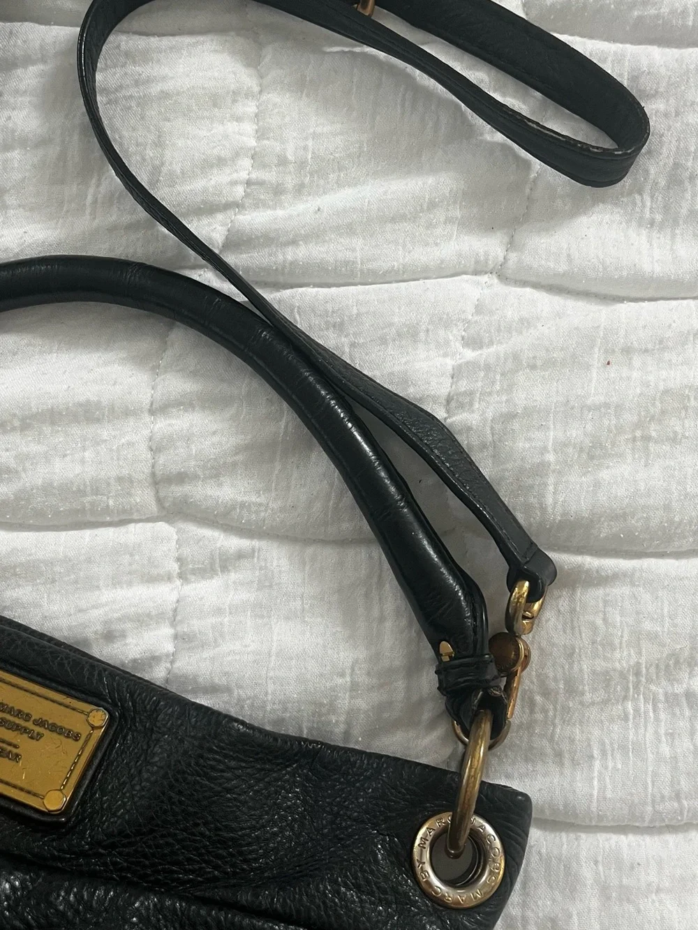 Marc by Marc Jacobs Black Pebbled Leather Hobo with Gold Hardware